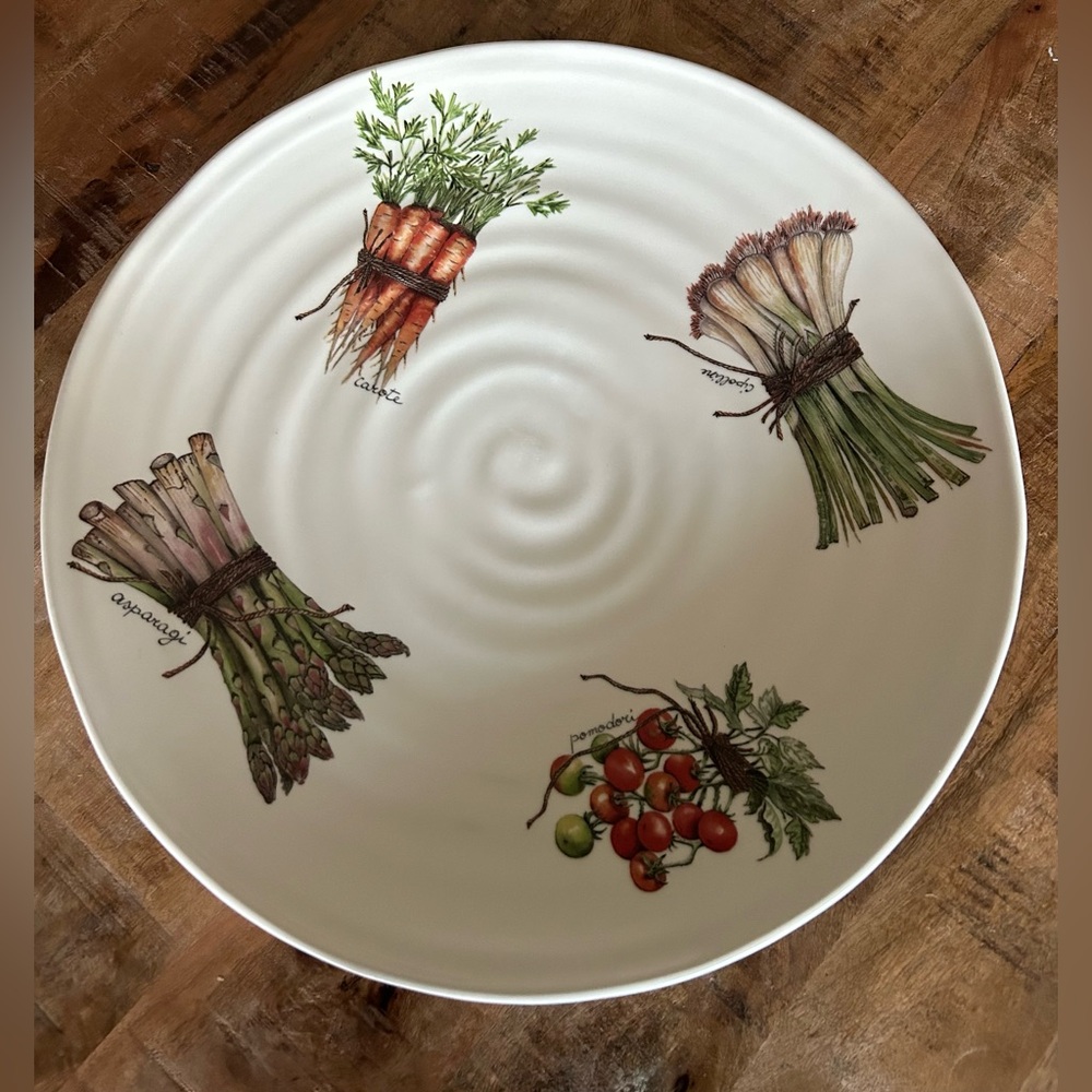 Effetti Ceramic Serving Bowl Carrots Asparagus Green Onions Tomato Made in Italy